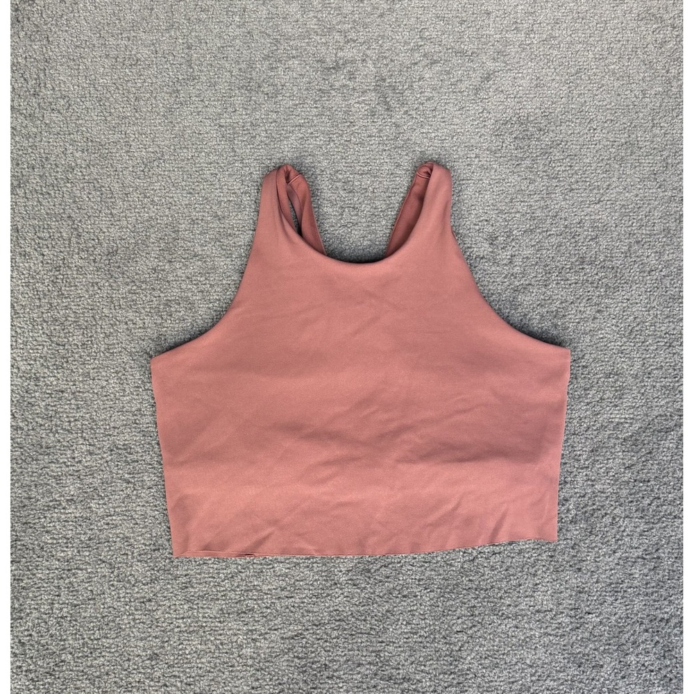 Nike Yoga Dri-FIT High Neck Crop Tank Top Rose Clay Mauve Medium DQ5601-202